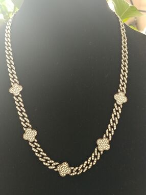 Black Floral Iced Out Necklace